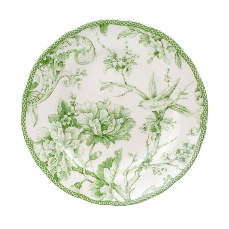 222 Fifth Adelaide Moss 16-Piece Porcelain Dinnerware Set - Service for 4, Green Plates, Bowls & Mugs