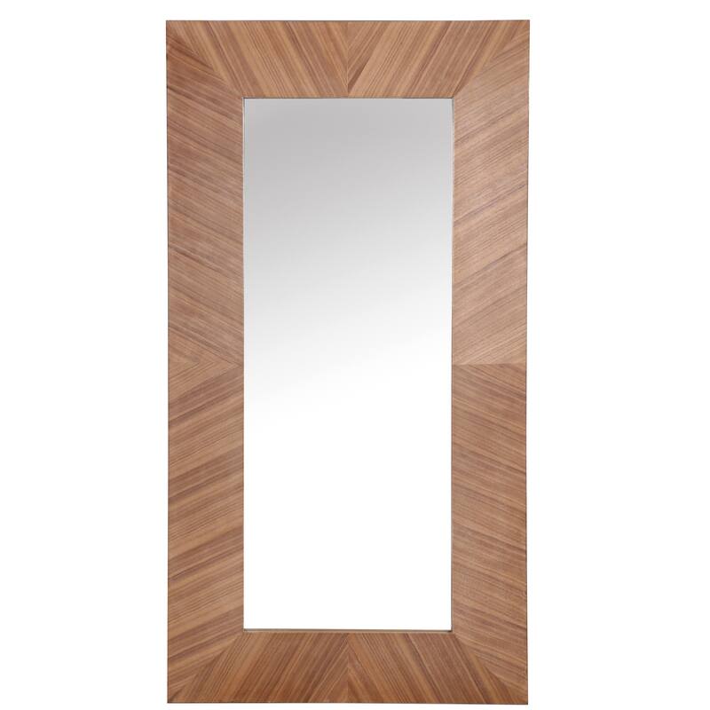SAFAVIEH Couture Lacarlo Walnut 63-inch Large Vertical Rectangle Wood Mirror - 32.7"W x 2.8"D x 63"H
