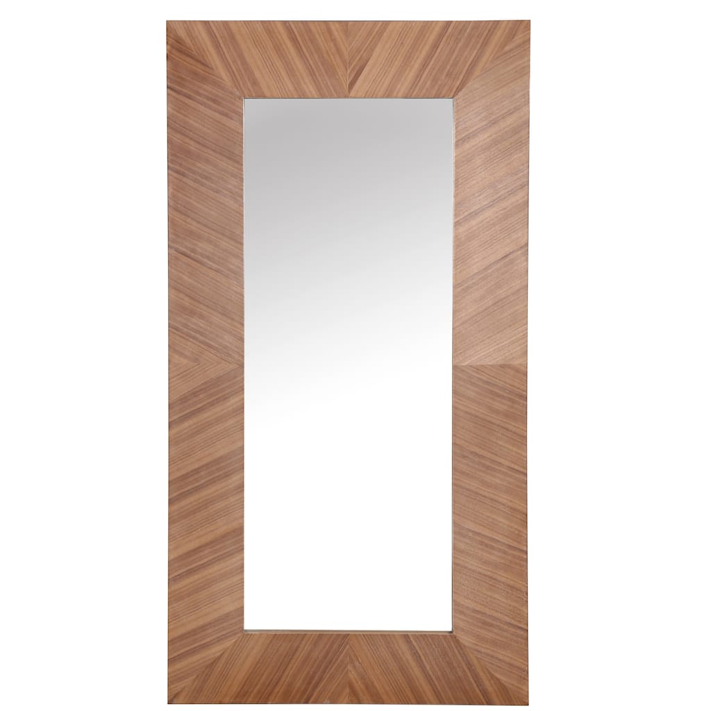 SAFAVIEH Couture Lacarlo Walnut 63-inch Large Vertical Rectangle Wood Mirror - 32.7"W x 2.8"D x 63"H