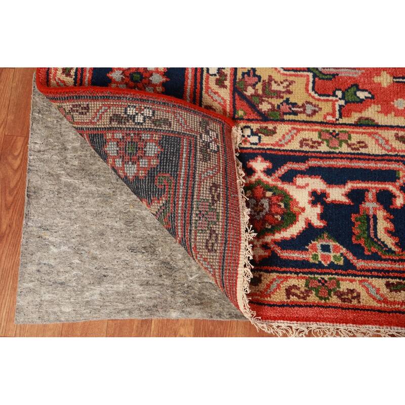 Hand Knotted Oriental 100% Wool Carpet Traditional Medallion Oranges & Rust Heriz (serapi) Area Rug - 9' 10'' X 8' 1''