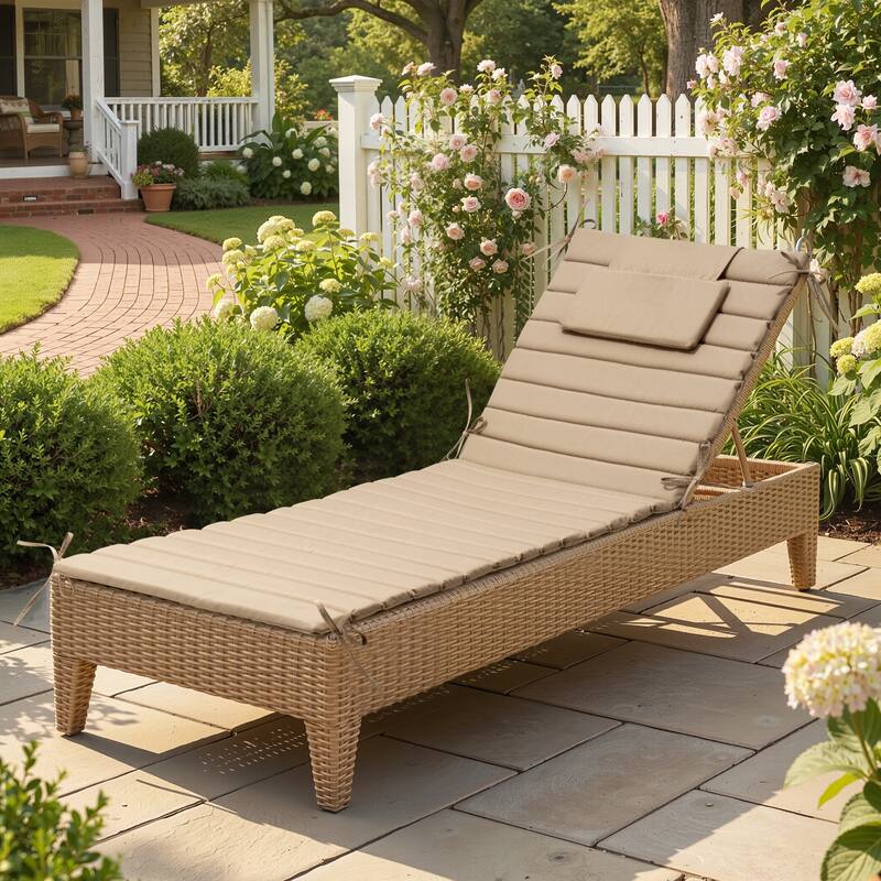 Pellebant Outdoor Chaise Lounge Cushions Patio Lounger Pad with Straps