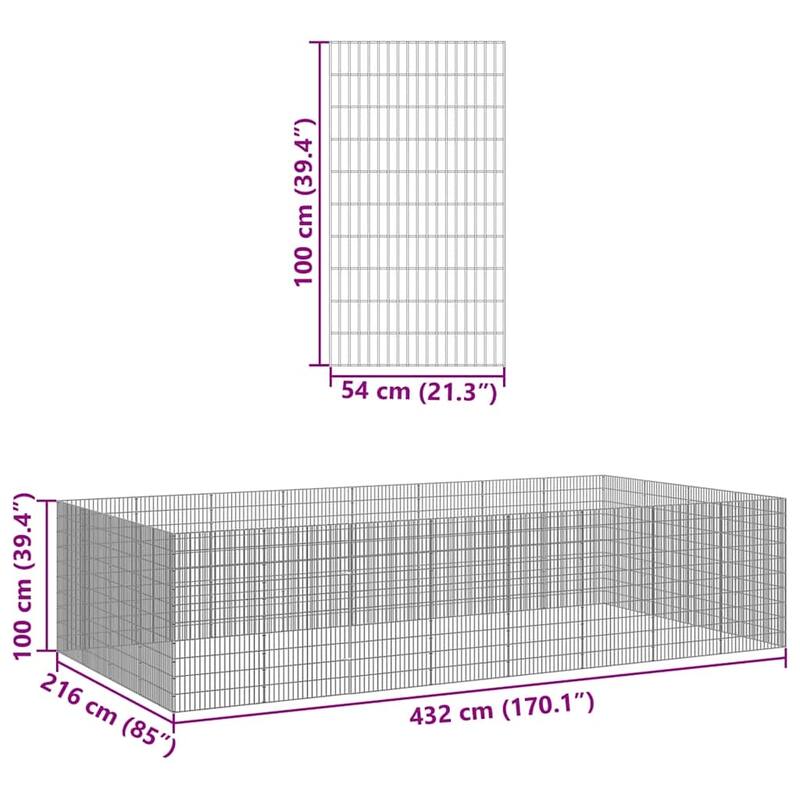 vidaXL Free Range Animal Enclosure Rabbit Hutch Free Range Pen Galvanized Iron