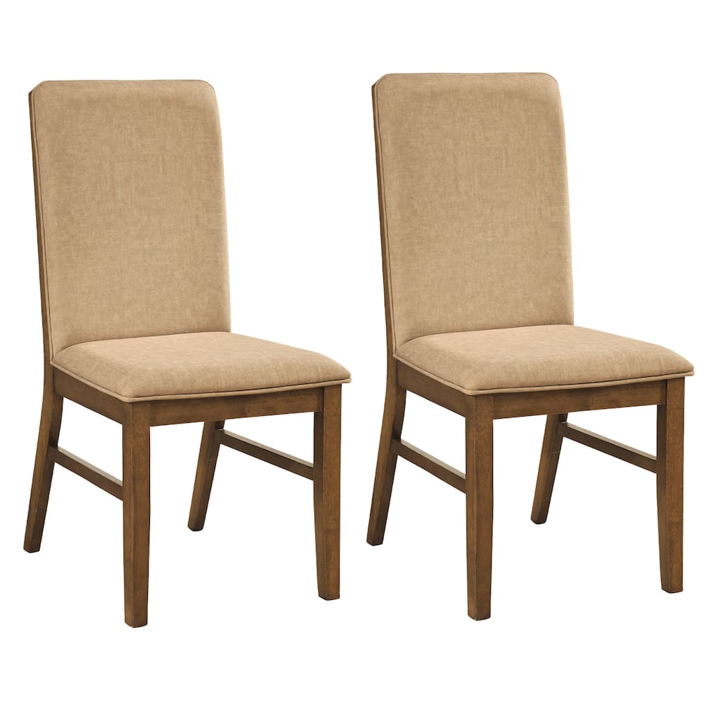 Gymax Upholstered Dining Chairs Set of 2 w/ Solid Rubber Wood Legs for