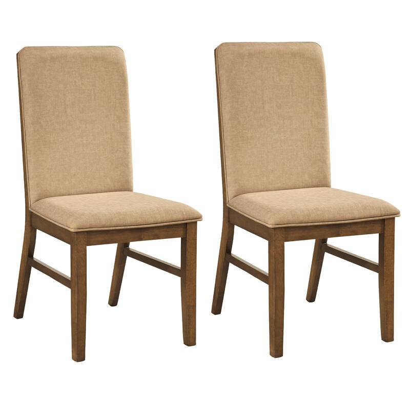 Gymax Upholstered Dining Chairs Set of 4 w/ Solid Rubber Wood Legs for