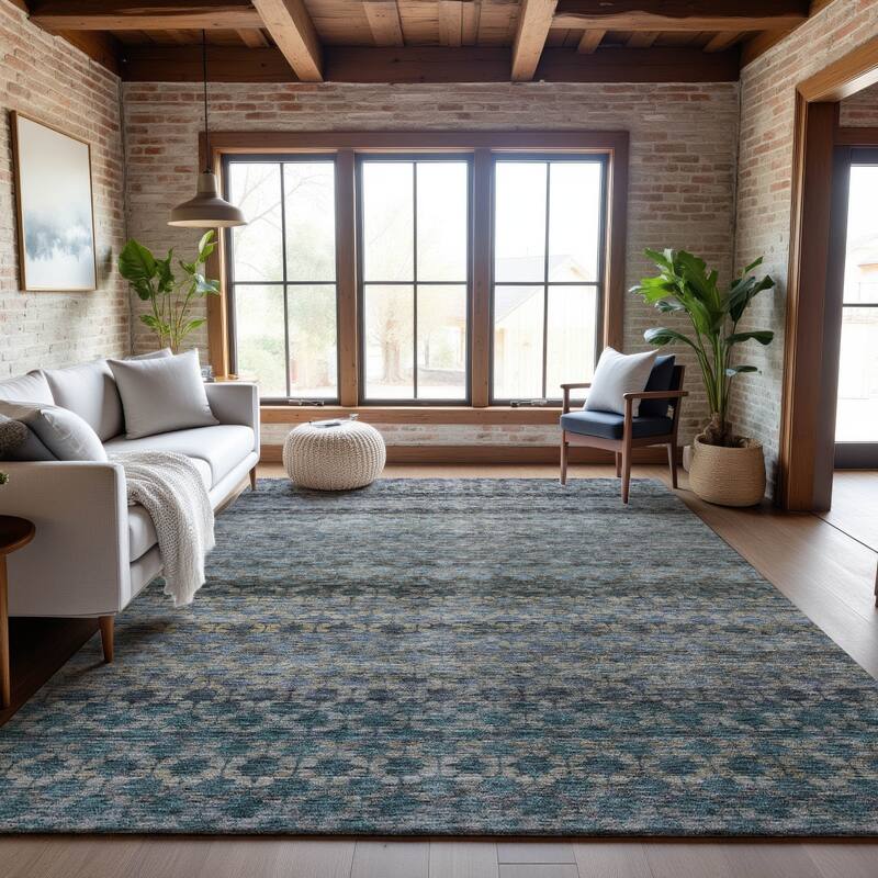 Premium Washable Super Soft Ombre Moroccan Mayfield Rug - Blue - 9' x 12'