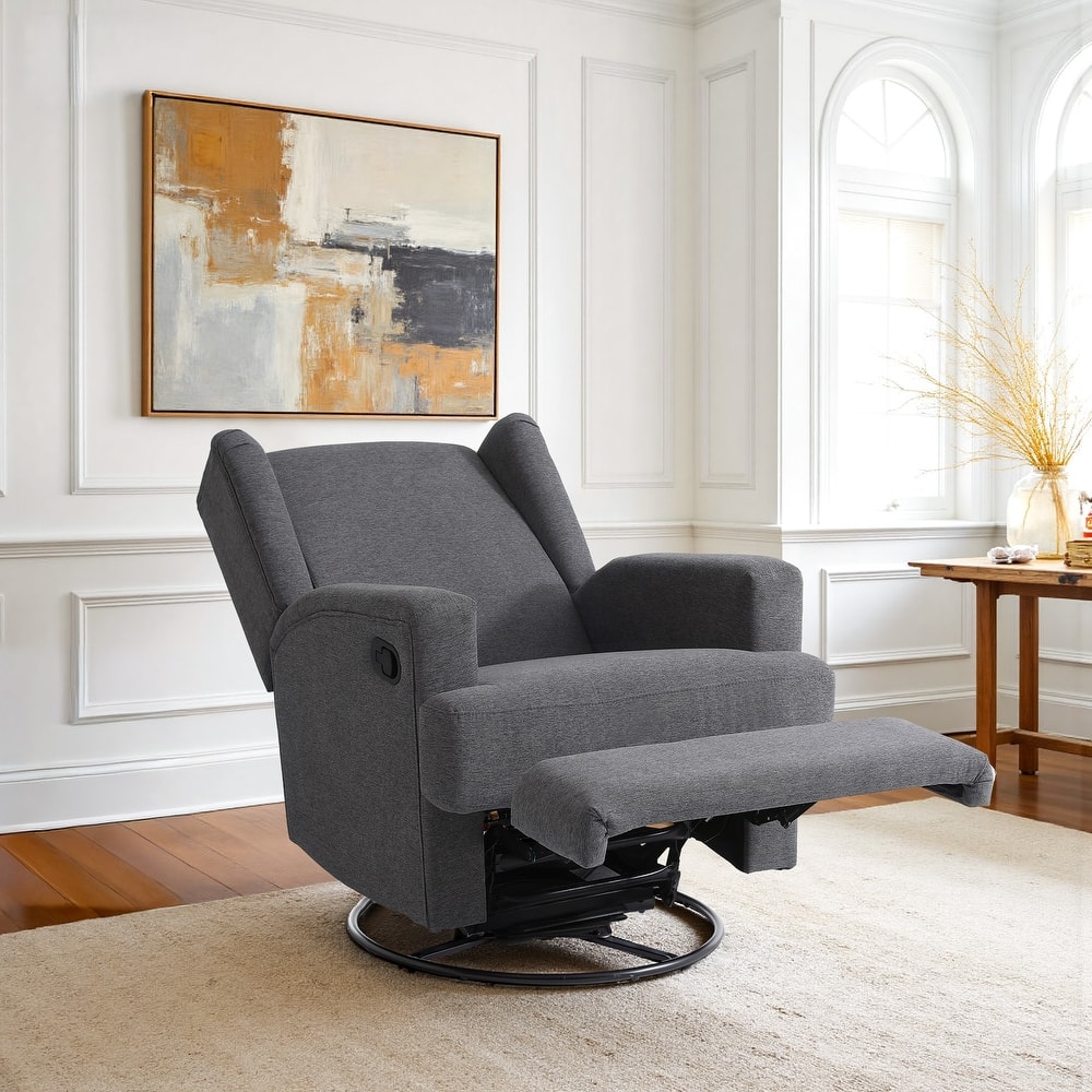 31'' W Wingback Manual Glider Swivel Rocker Recliner Nursery Chair