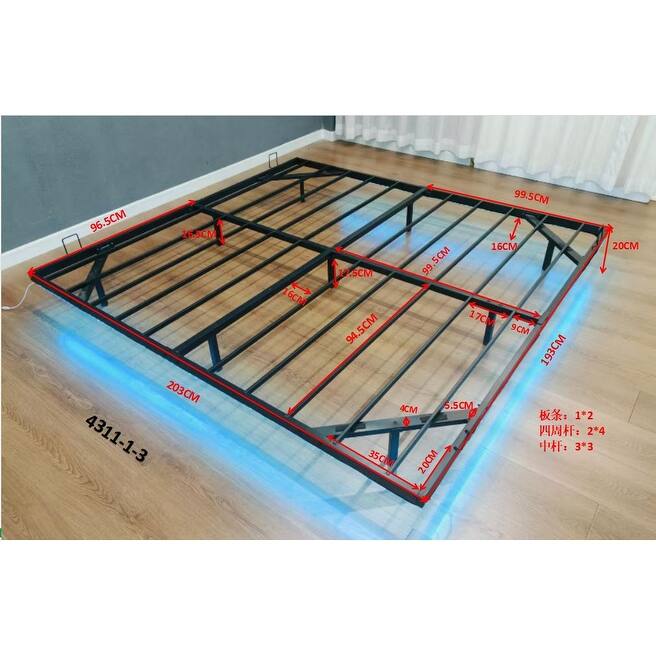 King Size Floating Bed Frames with LED Lights, Metal Platform Bed , Solid and Stable, Noise Free, No Box Spring Needed - Black