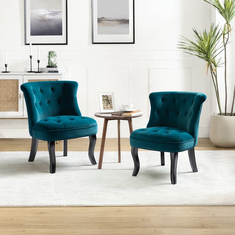 Christi Vibrant Tufted Velvet Upholstered Accent Chairs Set of 2 by HULALA HOME