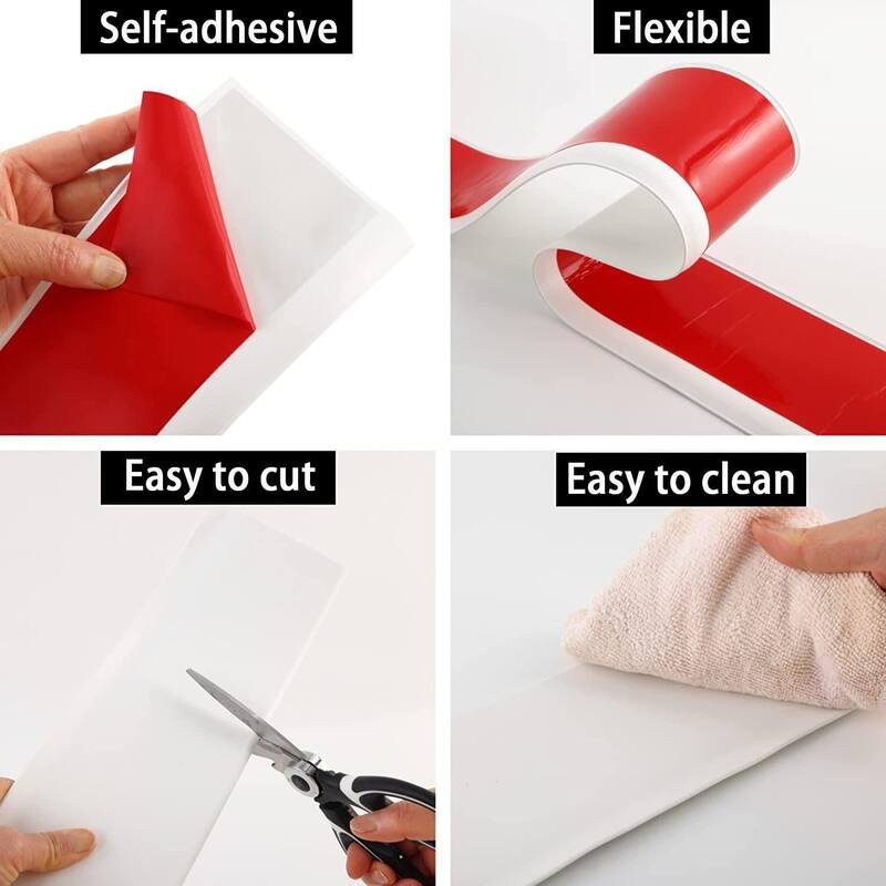 4in x 40ft Self-Adhesive PVC Flexible Baseboard Moulding Trim