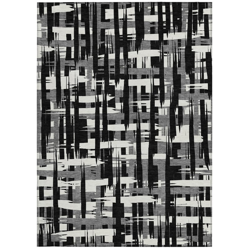 HomeRoots Striped Transitional Rectangle Outdoor Rug