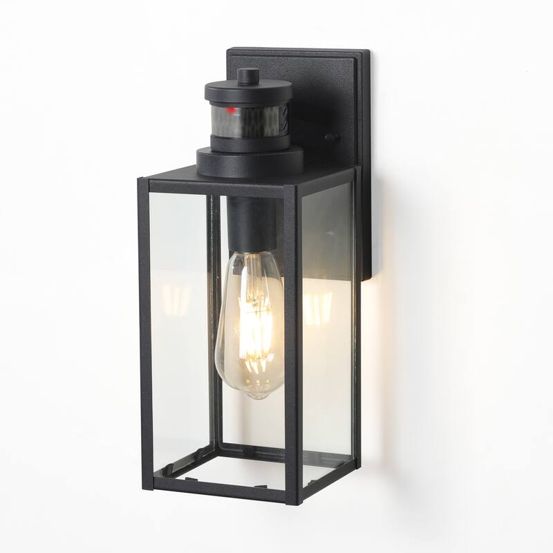 Matte Black Motion Sensing Outdoor Hardwired Wall Sconce