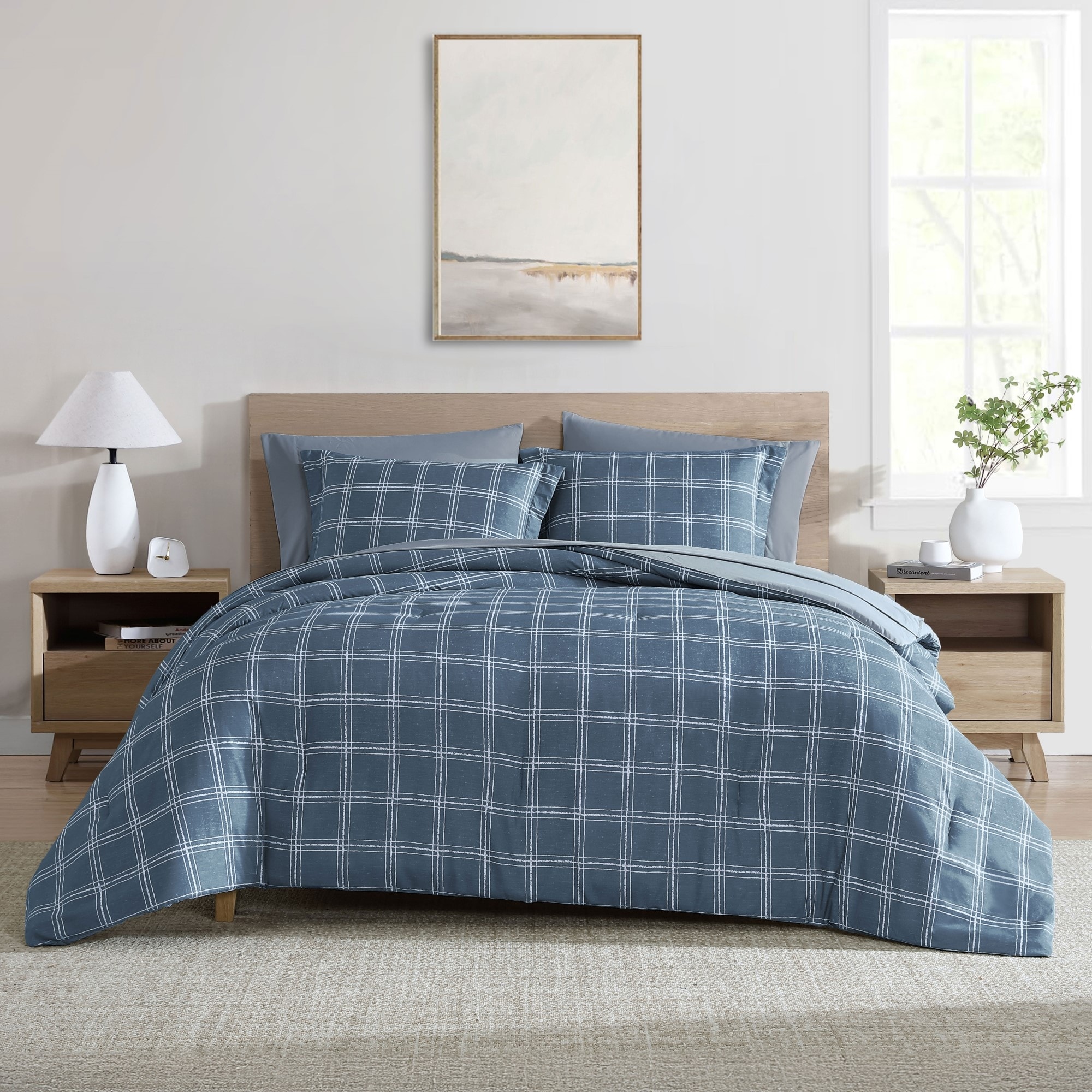 Plaid Reversible Bed in a Bag 7PC Bedding Comforter & Sheet Set
