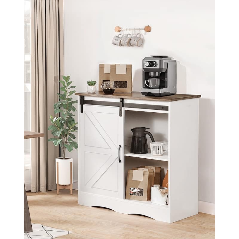 3-Tier Particleboard Coffee Bar Table with 3 Adjustable Shelves and Magnetic Door for Kitchen - 31.5 x 13.8 x 31.5 in