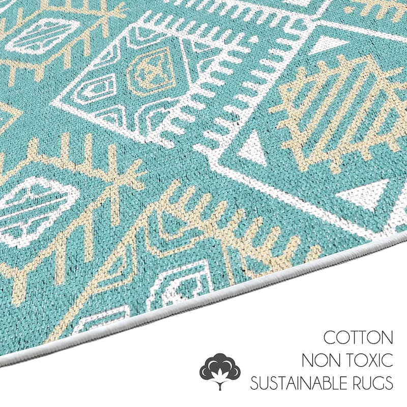 Sussexhome Heavy Duty Ultra Thin Non Slip Washable Cotton Indoor Rug - 2' x 3'