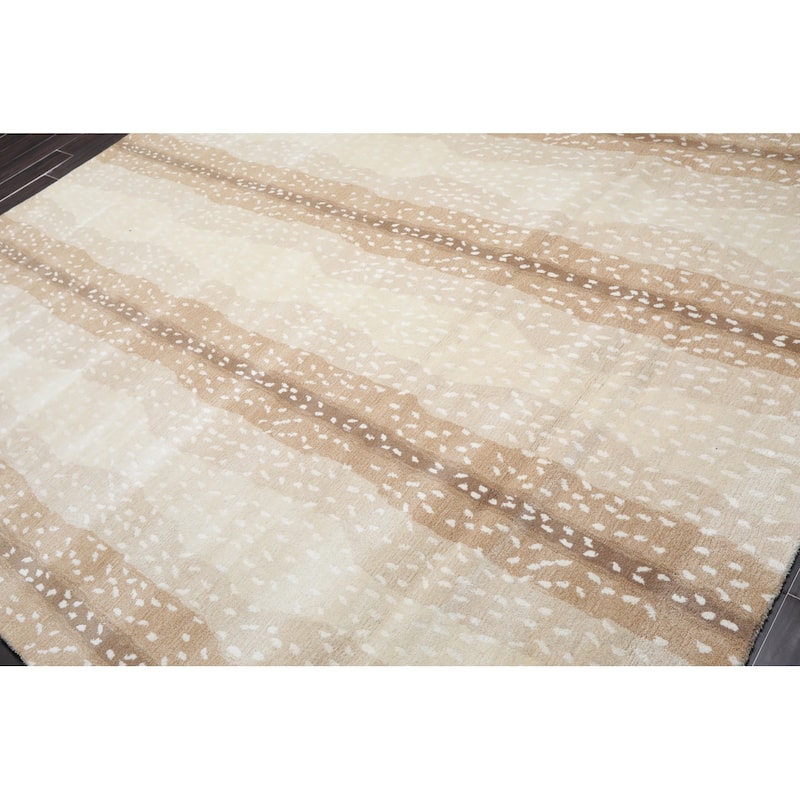 Hand Tufted Beige Animal Print Wool Area Rug