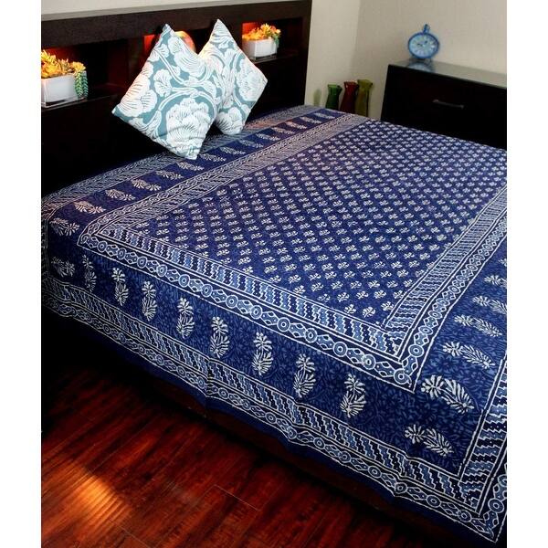 Vegetable Dye Dabu Hand Block Print Cotton Tapestry Bedspread Dorm Throw 72 X 106 Inches Green Red Blue On Sale Overstock 18013929