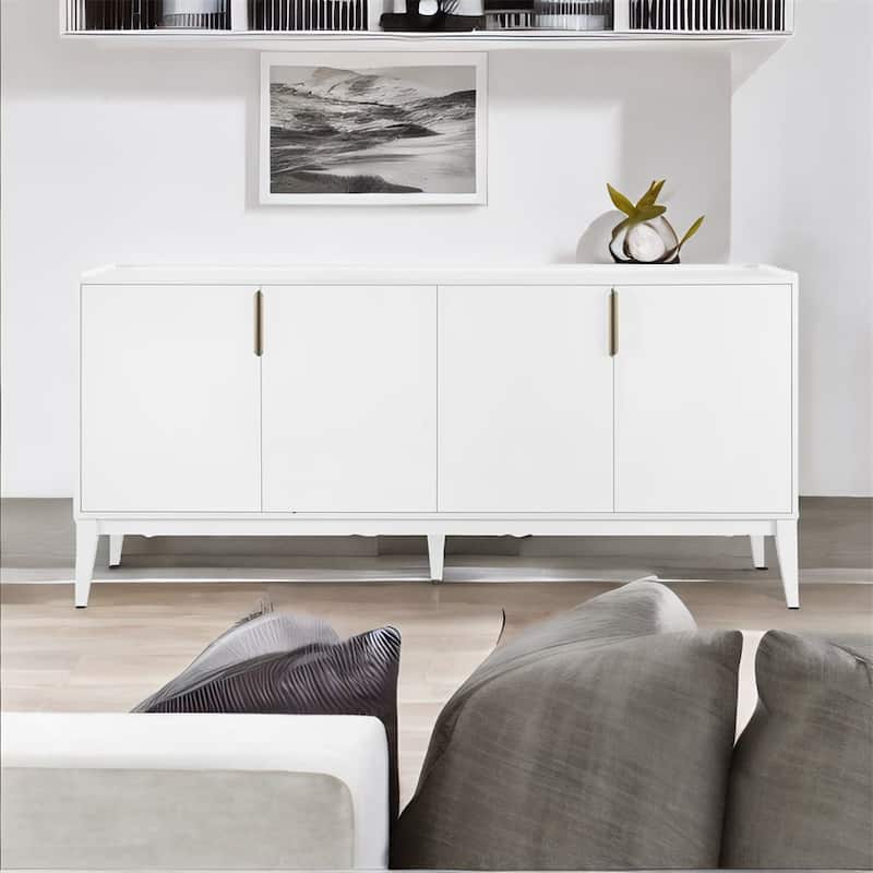 Storage Cabinet Sideboard Wooden Cabinet w/ 4 Doors，Adjustable Shelf
