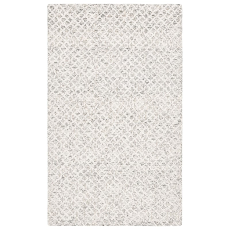 SAFAVIEH, Handmade Ebony Juozapa Modern Wool Rug - 4' x 6' - Grey/Ivory