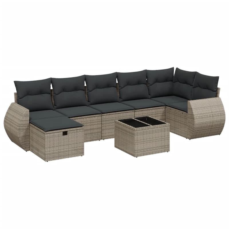 vidaXL Garden Sofa Set Beige/Black/Brown/Grey
