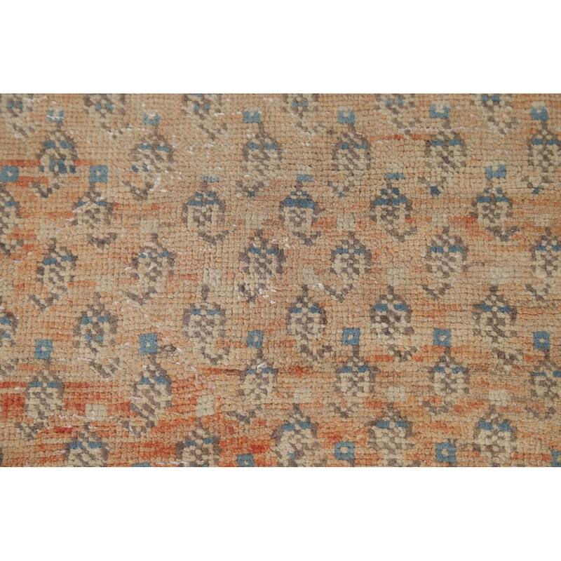All-Over Botemir Persian Vintage Runner Rug Hand-Knotted Wool Carpet - 3'5" x 9'5"