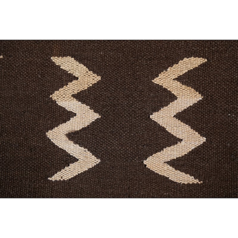 Natural Dye Tribal Kilim Contemporary Area Rug Flat-woven Wool Carpet - 5'1" x 6'9"