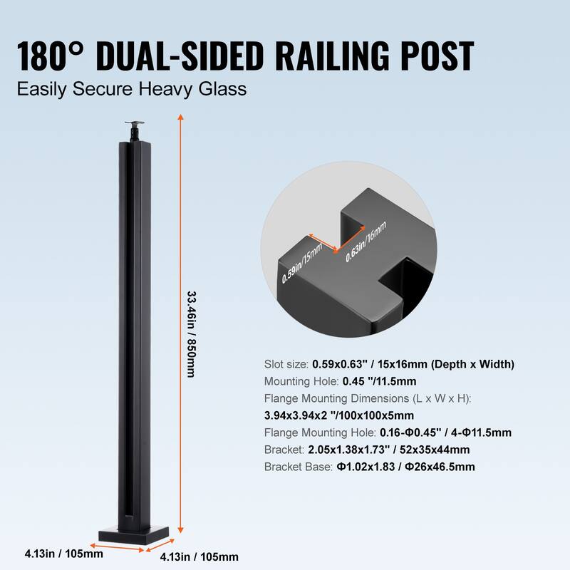 Glass Clamp, Height Glass Railing Bracket for 0.39 "-0.47 " Thickness Tempered Glass, 304 Stainless Steel Glass Mounting Clamp