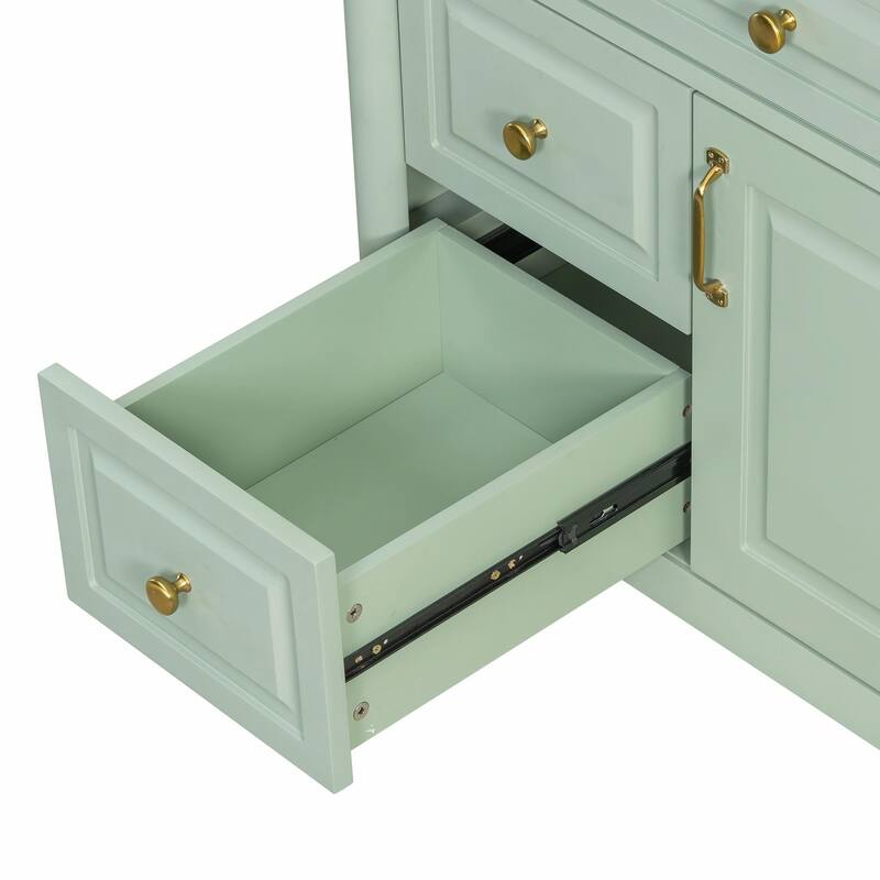 36" Bathroom Vanity with Sink, Freestanding Bathroom Cabinet with Ceramic Basin, Flip Drawer