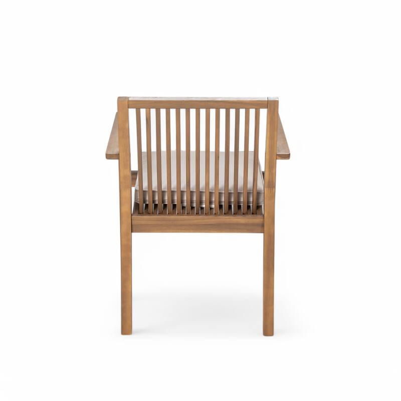 Roomfitters Patio Dining Chairs, Acacia Wood Armchairs with Cushions, Outdoor Seating in Brown
