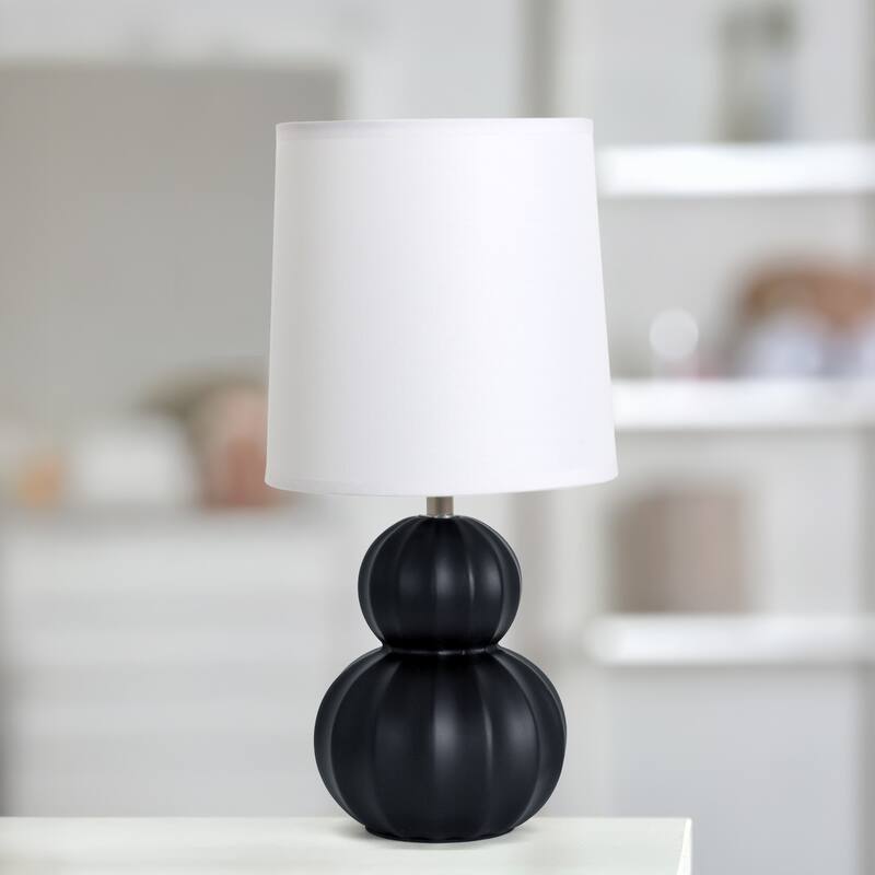 Stacked Double Gourd Ceramic Table Lamp with Tapered Shade - 12.5" - Black
