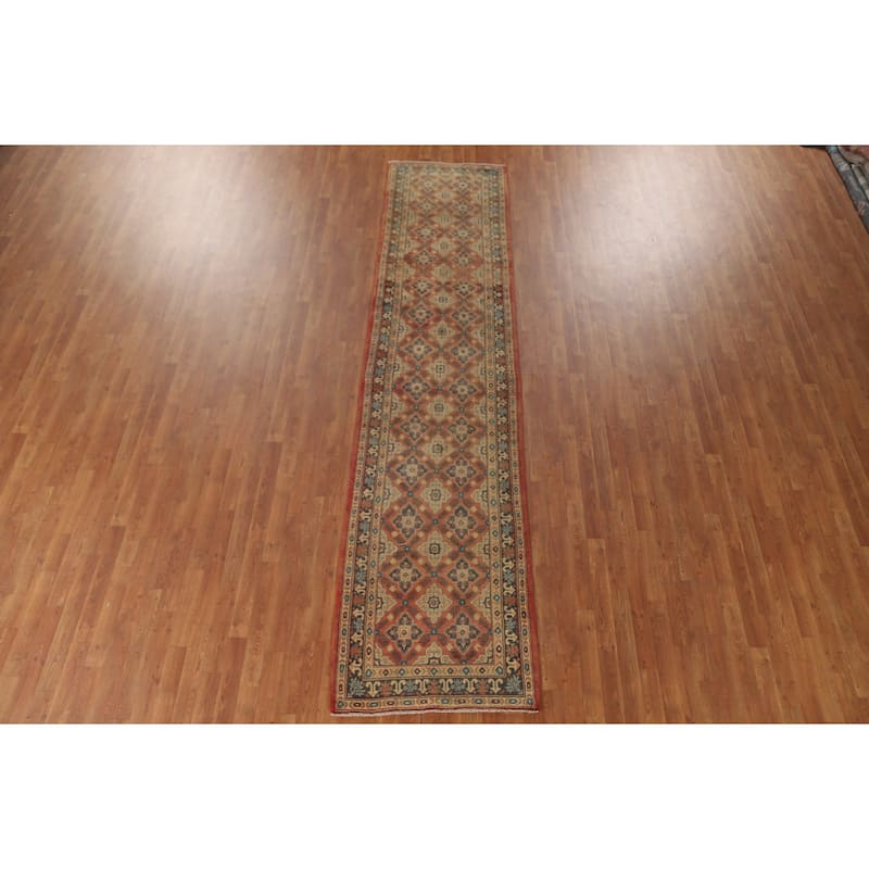 Traditional Hamedan Persian Vintage Runner Rug Handmade Wool Carpet - 2'10" x 12'2"