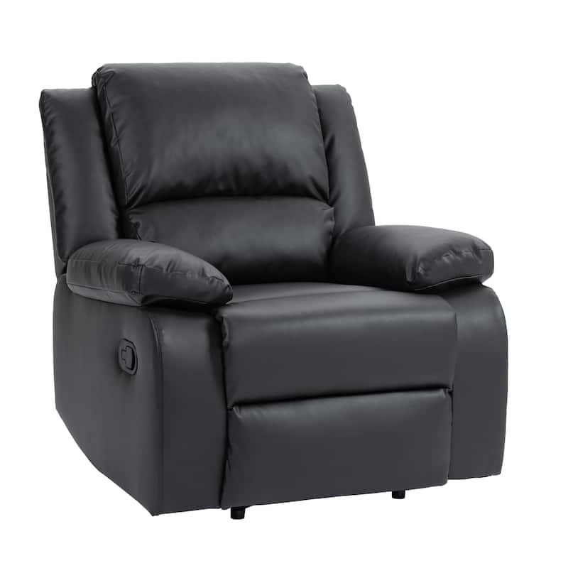 Vegan Leather Upholstered Push Back Manual Recliner Chair