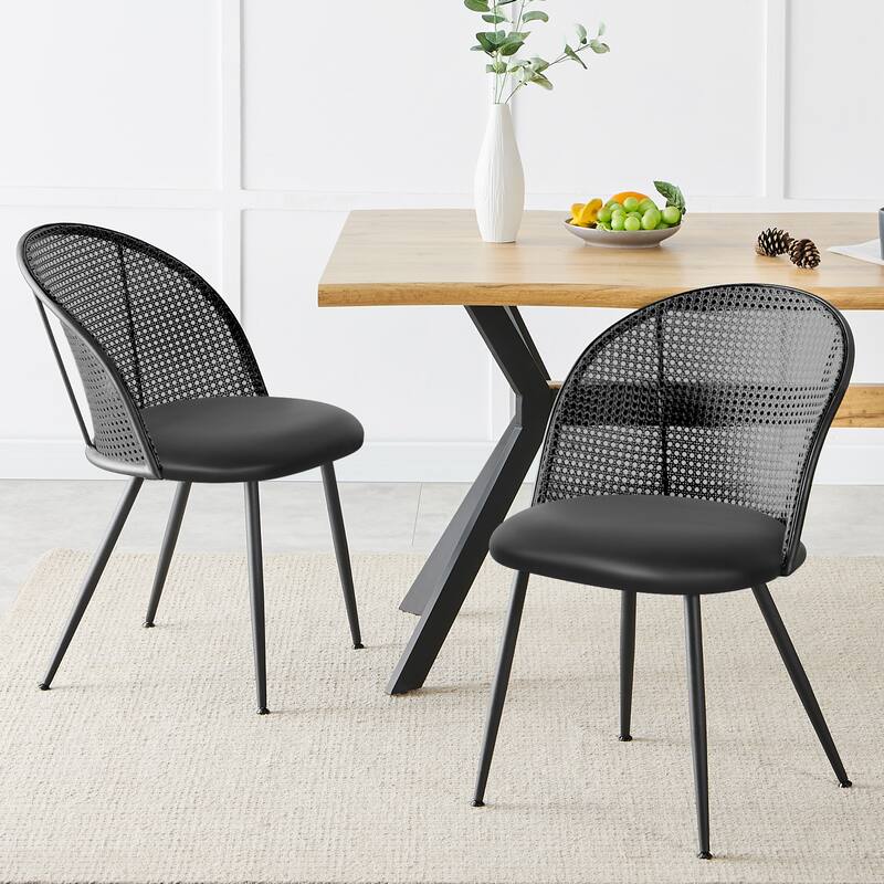 Modern Upholstered Rattan Dining Chairs Set of 2/4