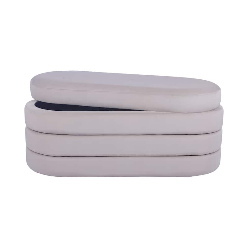 Velvet Storage Ottoman Bench MDF Frame Modern Living Room Bedroom