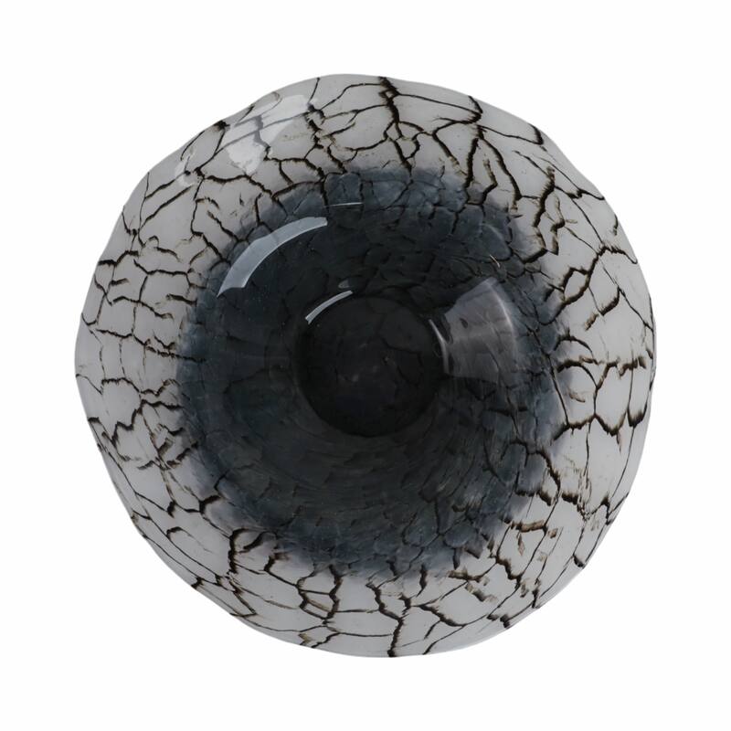 Modern Abstract Cracked Glass Texture Bowl - Home Decor - 12", Black - 12.0"