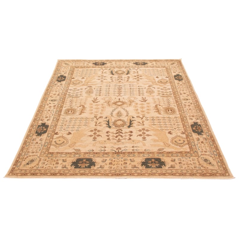 ECARPETGALLERY Hand-knotted Chobi Finest Ivory Wool Rug - 7'11 x 9'10