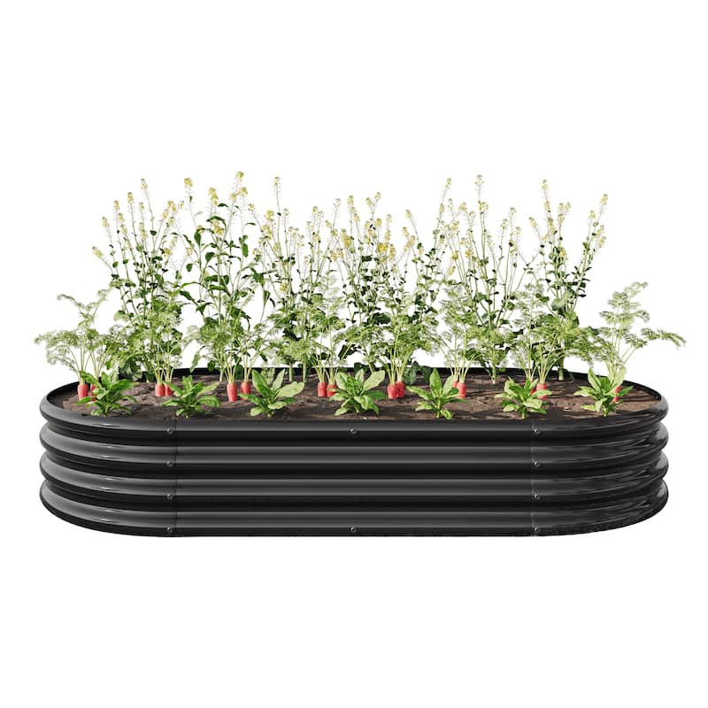 GDFStudio - Large Oval Metal Raised Garden Bed for Vegetables, Flowers, and Plants, Outdoor Backyard Planter Box