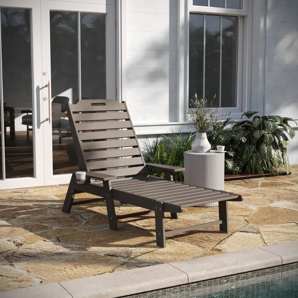 Outdoor Adjustable Lounge Chair with Cupholder