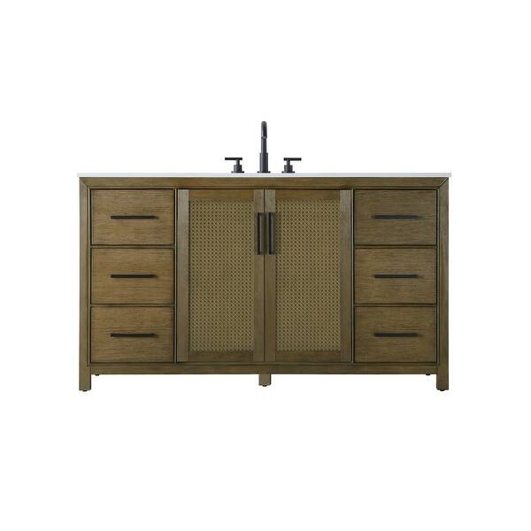 slide 2 of 11, Elegant Lighting VF29560 Alina 60" Free Standing Single Basin Vanity Hazel Oak - Oak Finish