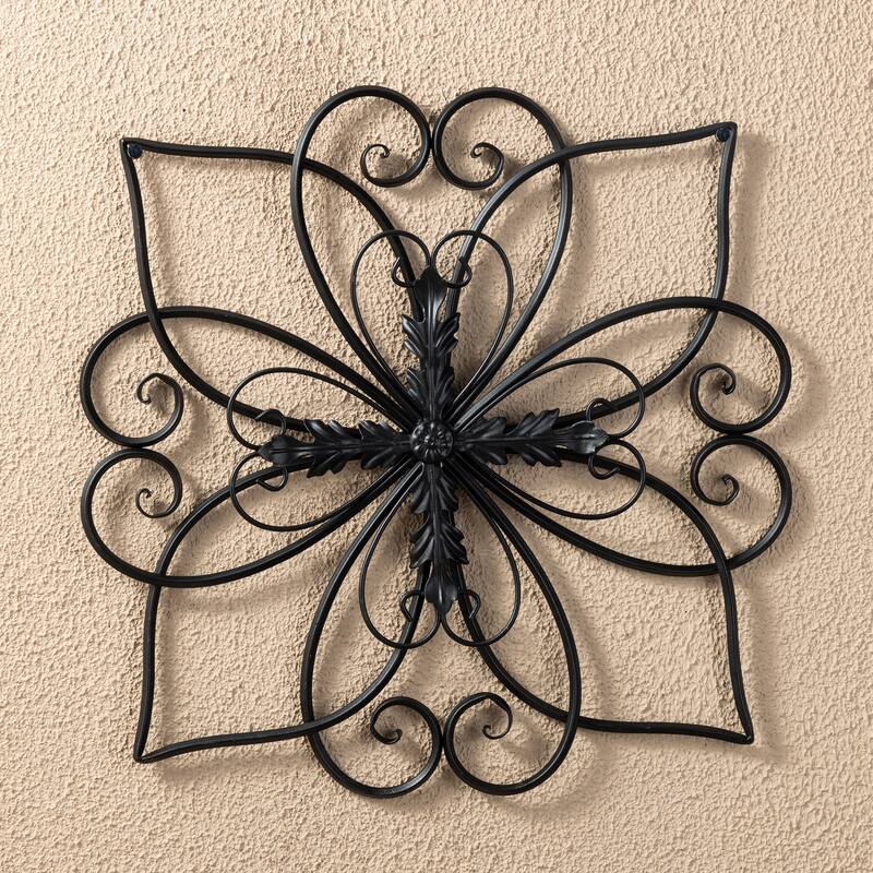 Glitzhome 20"L/ 23.5"L Traditional Iron Scroll Garden/Home Wall Decor