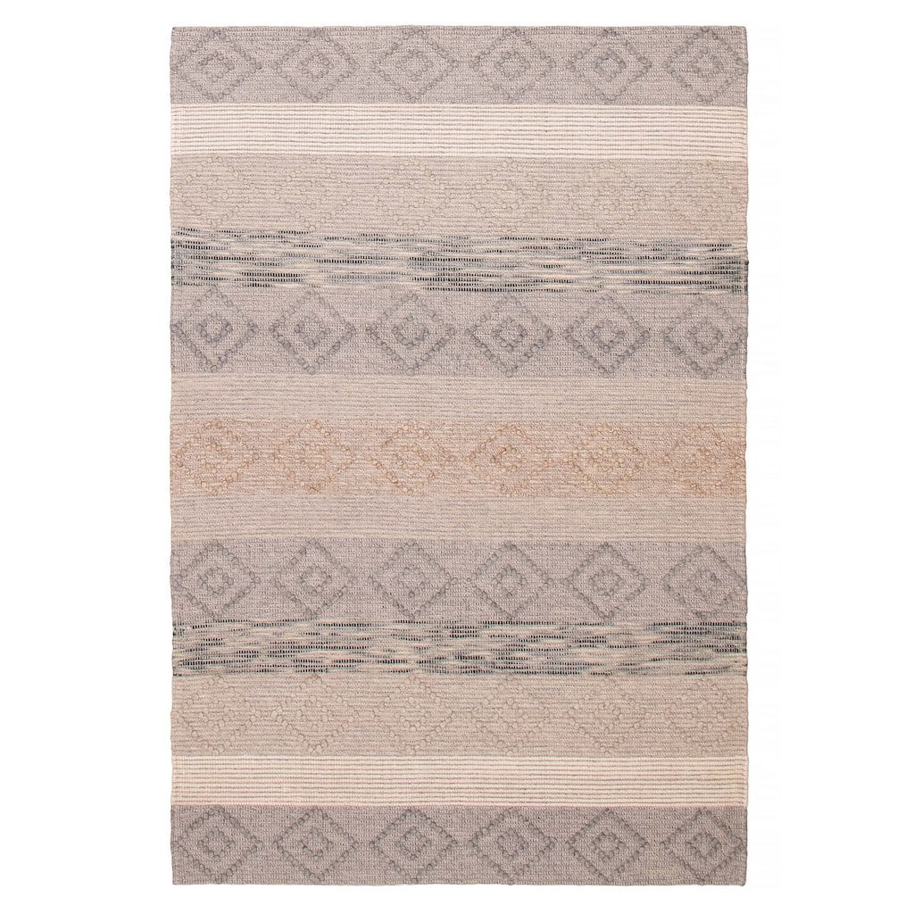 ECARPETGALLERY Braid weave Sienna Grey Wool Rug - 6'2 x 9'2