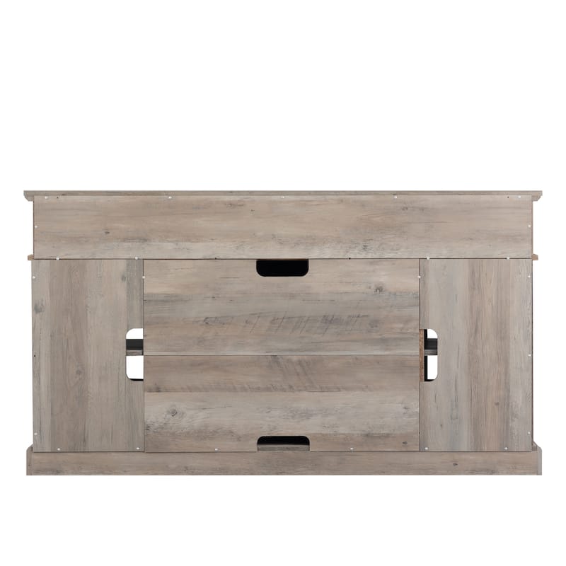 Gray 58" American Fireplace TV Stand with Electric Fireplace for TVs Up to 65"