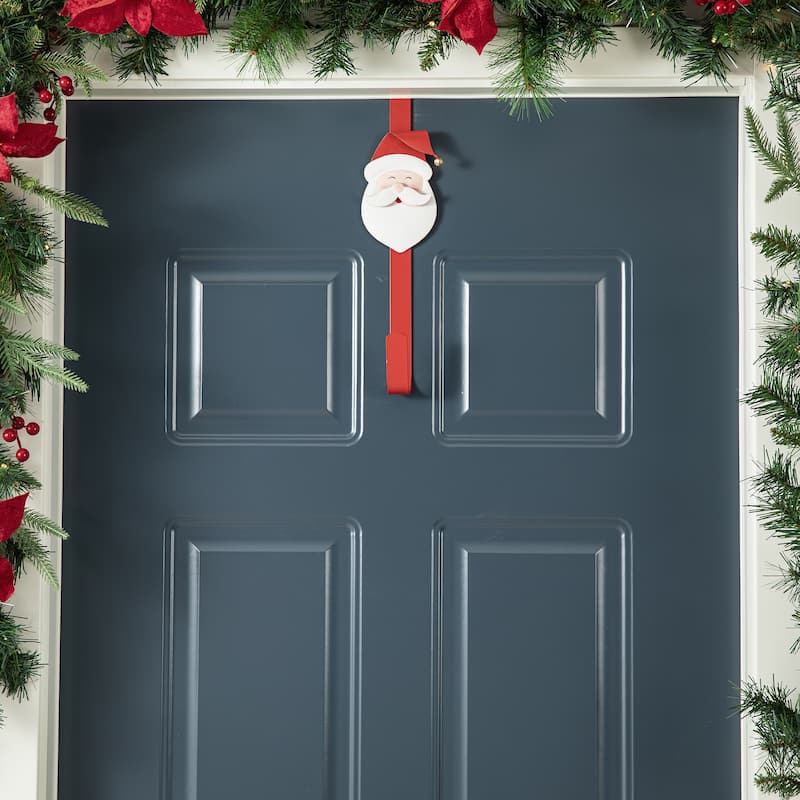 Glitzhome 14"H Set of 3 Christmas Metal Elf, Snowman & Santa Wreath Hanger