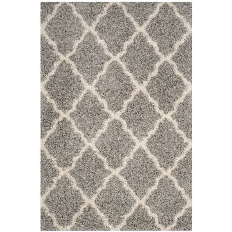 SAFAVIEH Dallas Shag Hacer Trellis 1.5-inch Thick Rug - 6' x 6' - Grey/Ivory - Runner/Square