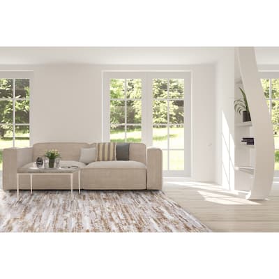 Machine Washable Elegant Area Rug , Abstract Stonework Pattern - 6' x 7'