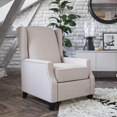 Push Back Wing Back Pocket Spring Recliner with Side Accent Nail Trim