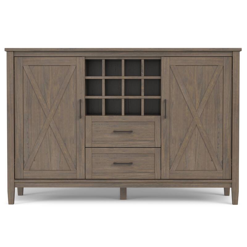 WYNDENHALL Cantina SOLID WOOD 54 inch Wide Rectangle Transitional Sideboard with Wine Storage in Smoky Brown