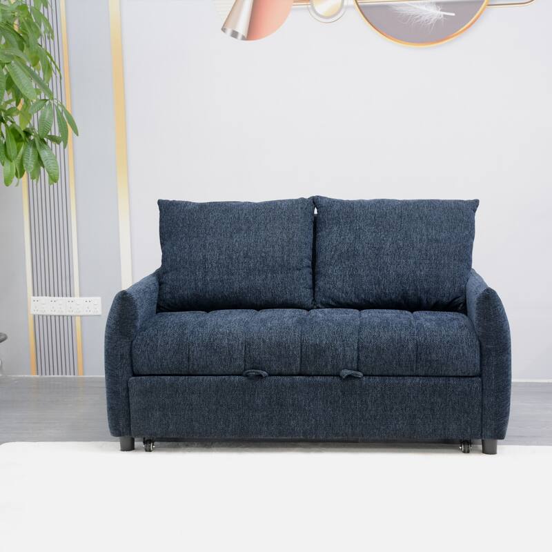 Loveseat Convertible Pull-out Sleeper Sofa Bed, Adjustable Backrest Futon Couch Sleeper Recliner Sofa Couch for Living Room