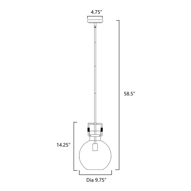 Brushed Nickel 1-Light 10 Inch Globe Shaped Clear Glass Pendant