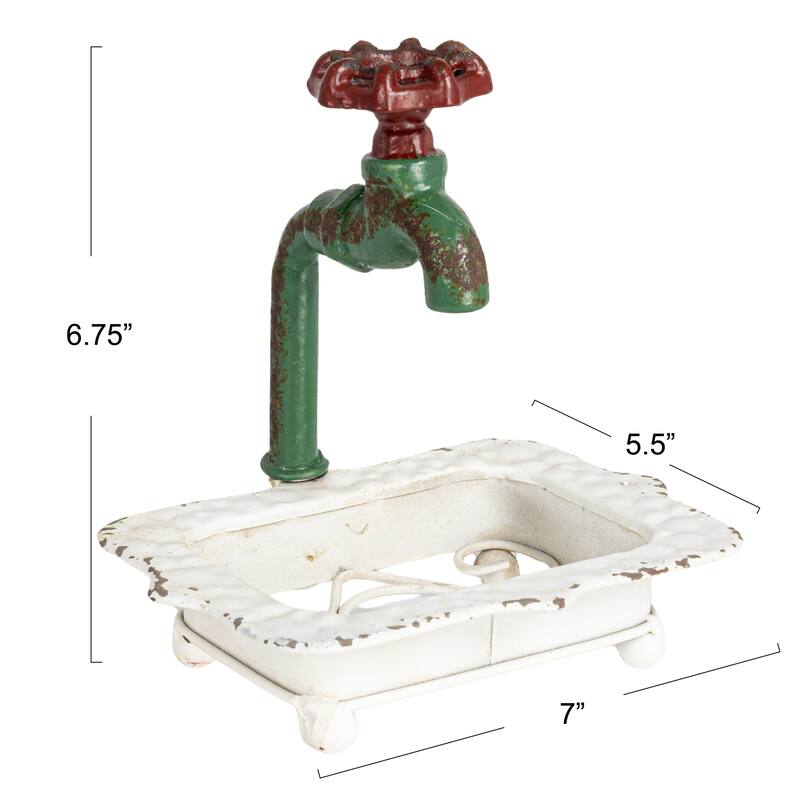 Cast Iron Soap Dish with Miniature Faucet Detail
