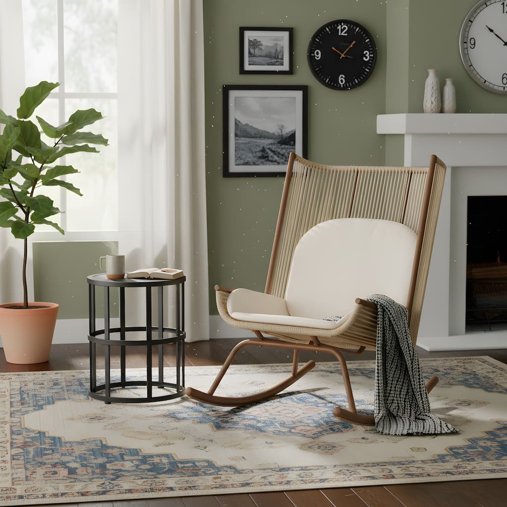 Christopher Knight Home - Siena High Arc Back Outdoor Rocking Chair Set with Cushions and Ceramic Tile Side Table